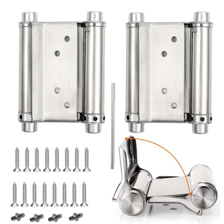 2Pcs Charnières de Porte de Saloon Gond Porte Battante Charnière à Ressort apacité de Charge Jusqu'à 15 Kg 76mm 3inch