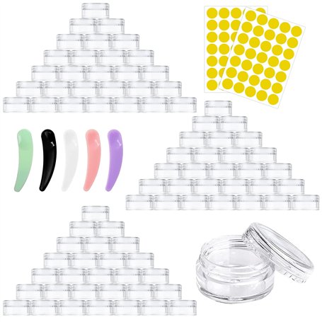 100 pots d'échantillons de voyage en plastique transparent de 5 ml/5 g avec couvercles