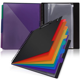 Moorstdel Porte-bloc avec rangement - Porte-bloc A4 avec 12 compartiments et 1 pochette en plastique pour documents - Organiseur Moorstdel Porte-bloc avec rangement - Porte-bloc A4 avec 12 compartiments et 1 pochette en plastique pour documents - Organiseur