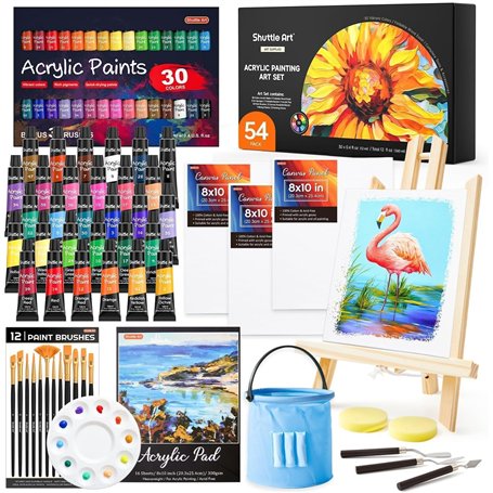 Shuttle Art 54 Pièces Kit Peinture Acrylique avec 30 Tubes Peinture Acrylique (12ml)