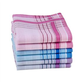 Lot de 6 mouchoirs en coton peigné, 3 couleurs pour un usage quotidien - 28 x 28 cm - Cadeau de Noël - Multicolore - Small Lot de 6 mouchoirs en coton peigné