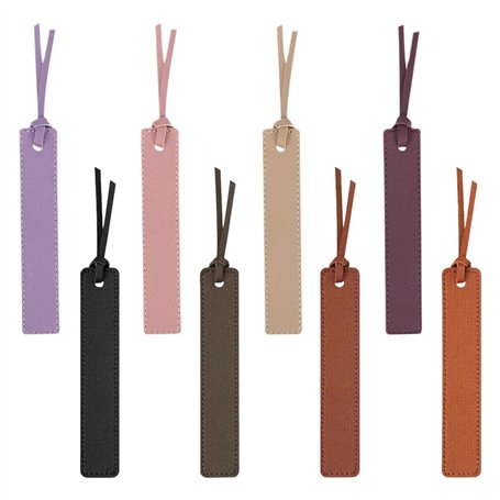 TRKETK 8 Pièces Marque Pages en Cuir Marque-pages en Cuir Classique Cousu avec Corde en Cuir Marque-pages Multicolore en Cuir Ca