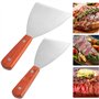 THATSRAD 2 PCS Spatule Inox Manche en Bois Spatule Barbecue Plancha Grattoir Plancha Inox Spatule Plancha Inox Teppanyaki Spatul
