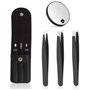 3pcs pinces à épiler et miroir grossissant 10x - pince à épiler de précision en acier inoxydable pour sourcils