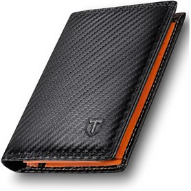 TEEHON Portefeuille Vertical pour Hommes en Cuir Carbone bloquant RFID avec 11 emplacements, 2 fenêtres d'identification, Porte- TEEHON Portefeuille Vertical pour Hommes en Cuir Carbone bloquant RFID avec 11 emplacements