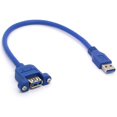 OpenII Câble d'extension USB 3.0 mâle vers femelle avec support à vis pour ordinateur industriel PC 30 cm