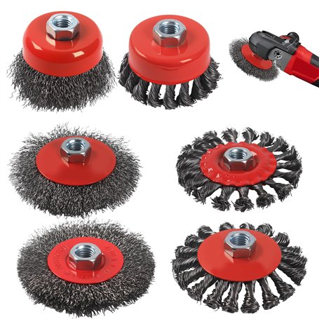 6 Pièces Brosse Métallique pour Perceuse Meuleuse D'angle