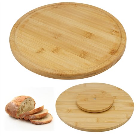 CAREDGO Plateau de Service Rotatif en Bambou