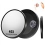 40x Miroir Grossissant Avec Ventouse Miroir Grossissant de Voyage Miroir Grossissant de Poche Miroir Cosmétique Avec Grossisseme