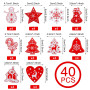 40pcs Décorations Noël Sapin Pendentifs en Bois Ornements d'arbre de Noël 10 Style avec Corde Embellissement Créatif pour Merry 