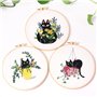 MINGHAM Lot de 4 kits de broderie motif chat avec motifs et instructions pour débutants kits de point de croix pour adultes, fil