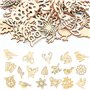 EUIEUT 100PCS Embellissements en Bois Naturel pour Scrapbooking - Embellissements Bois Mixte Tranches Animaux et Fleurs - DIY po