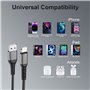 Câble iPhone Apple Certifié MFi, Lot de 2/1M+2M Câble Lightning USB Câble Chargeur iPhone Nylon Cordon iPhone Fil Chargeur iPhon