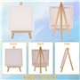 Zosenyer Lot de 12 Mini Chevalet, 15*18 cm Petit Chevalet Peinture en Bois Présentoir de Table avec Toiles Peinture Assorties et