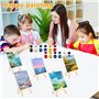 Zosenyer Lot de 12 Mini Chevalet, 15*18 cm Petit Chevalet Peinture en Bois Présentoir de Table avec Toiles Peinture Assorties et