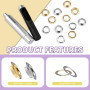 Foydream 120 Pcs Oeillets pour Baches 12mm, Kit Oeillet Couture Outils en Métal, Ensemble Pince a Oeillet et Rondelle pour Bâche