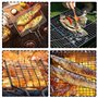 Panier à Griller En Acier Inoxydable pour Barbecue - Pliable avec Poignée Amovible pour Poisson, Steak, Crevette