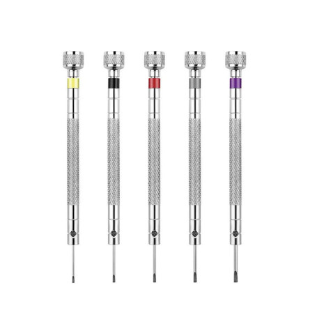 Lot de 5 tournevis de précision pour horloger - Lame réversible - Pour réparation de montres