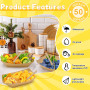 Huucozn 50 Pièces Barquettes en Carton Kraft avec 50 Fourchette Plateaux Alimentaires Jetables en Carton Kraft Barquette Frite B