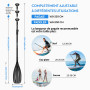 FOWAWU Carbone intégral Rame Pagaie, Pagaie 3 pièces pour Sup Planche à pagaie Debout - pour Planche Gonflable - 1.45 lbs(657g) 