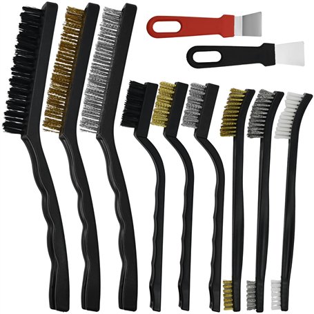 Byfoyif 9 Pcs Brosse de Nettoyage en Laiton/Inox/Nylon avec 2 Pelles