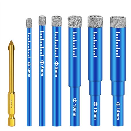 7 Pièces Foret Diamant Carrelage