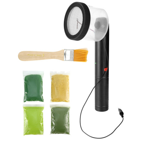 QWORK® Kit de Fabrication de Herbe modelisme - avec 4 Couleurs Poudre d'herbe de Simulation et Brosse de Nettoyage - pour Les pa
