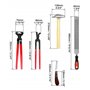 QWORK® Lot de 5 Kit pour Changer de Fer à Cheval, Pince à Sabots - Couteau à Sabot - Râpe à Sabot - Marteau à Sabot - Pince à Ri