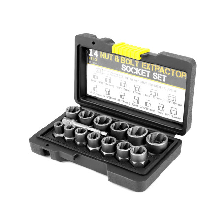 QWORK® 15 pièces jeu d'extracteurs de vis pour vis et boulons endommagés avec 13 extracteurs de vis de différentes tailles