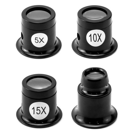 QWORK® 4 pièces loupe d'horloger loupe de bijoutier 5X 10x 15x 20x loupes monoculaires pour électricien
