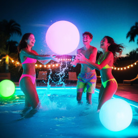 Afufu 1 Pièces Boule LED Gonflable 40 cm avec Télécommande & Pompe, Jouets de Piscine, Ballon de Plage Gonflable, Balle Flottant Afufu 1 Pièces Boule LED Gonflable 40 cm avec Télécommande & Pompe