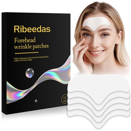 Ribeedas 12 Pack Blanc Patch Anti Rides Front,Collagène Patch pour les rides du Front,Appliquer sur la peau entre le front et le