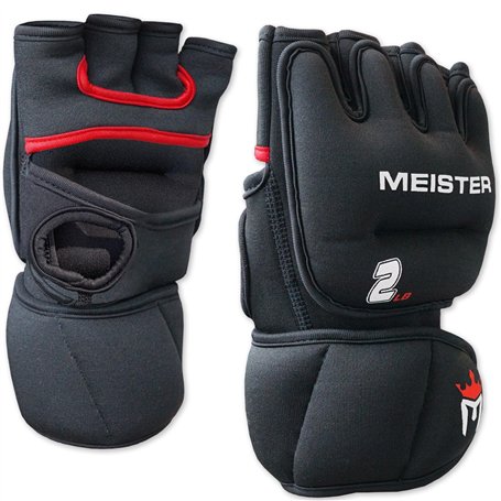 Meister Gants Lestés en Néoprène 2lb pour Cardio & Heavy Hands (Paire) - 2lb x 2 - Noir/Rouge