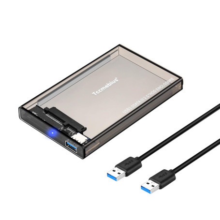 Tccmebius Externe Boîtier de Disque Dur Adaptateur USB 3.0 vers SATA pour 2.5 Pouces 9.5mm 7mm SATA HDD SSD Jusqu'à 6TB