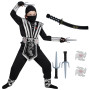 Spooktacular Creations Ensemble de costumes Silver Ninja Deluxe avec accessoires en mousse Ninja jouets pour enfants Kung Fu Out