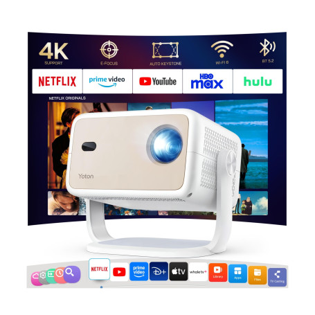 Vidéoprojecteur 4K [Netflix Certifié] YOTON Projecteur WiFi6 Bluetooth Full HD 1080P