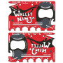 Édition limitée (finition douce au toucher en rouge mat) Wallet Ninja Outil multifonction 18 en 1 de la taille d'une carte de cr