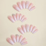 Danshinbow Lot de 24 faux ongles longs en forme de cercueil ballerine avec strass dégradés nude à paillettes pour femmes et fill