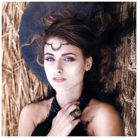 Inilbran Chaine De Tête Lune Croissant Boho Chaine De Cheveux Lune Noire Chaine De Tête Lune Noire Headpiece Serre tête Croissan