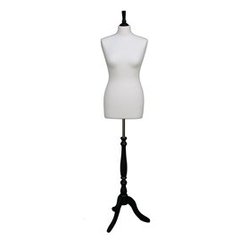 The Shopfitting Shop Deluxe Taille 42 Mannequin Buste Crème Jersey Support trépied en Bois Noir The Shopfitting Shop Deluxe Taille 42 Mannequin Buste Crème Jersey Support trépied en Bois Noir