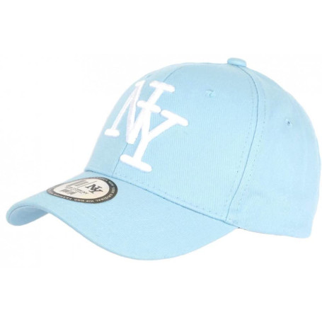 Hip Hop Honour Casquette Enfant Bleu Clair et Blanche NY Baseball Wazzy de 7 a 11 Ans - Taille Unique - Bleu