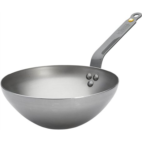 De Buyer - Wok à queue en tôle d'acier MINERAL B et anse face à queue - 40 cm - Fabriqué en France