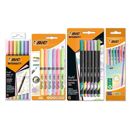 BIC Kit d’écriture Pastel avec Feutres double pointe
