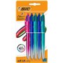 BIC 4 Couleurs Smooth Stylos-Billes Rétractables à Pointe Moyenne (1 mm) - Stylo 4 Couleurs avec encre effet gel fluide - Couleu