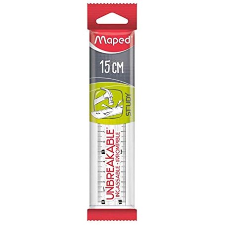 Règle Study incassable x 15 cm Transparent