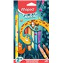 Maped - 12 Crayons de couleurs Maxi Jungle Fever - Crayons pour bébés et enfants - Crayon de coloriage dès 1 an - Crayons Premie