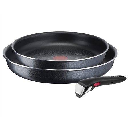 Tefal L15891 - Ingenio XL Force - Lot de 3 poêles - 24/28 cm + 1 poignée amovible - Empilables - Revêtement antiadhésif - Indica
