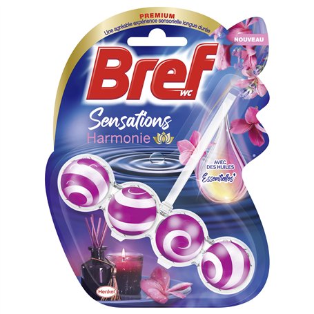 Bref WC - Sensations d'Harmonie - Avec des Huiles Essentielles - Bloc WC - Parfum WC - Formule Anti-Calcaire - Produit Nettoyant