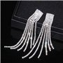 Argent Couleur Strass Cristal Long Gland Boucles d'oreilles pour Les Femmes Nuptiale Boucles d'oreilles Pendantes Bijoux De Mari