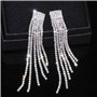 Argent Couleur Strass Cristal Long Gland Boucles d'oreilles pour Les Femmes Nuptiale Boucles d'oreilles Pendantes Bijoux De Mari